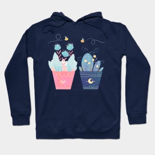 Heart and Moon Flower Pots Hoodie